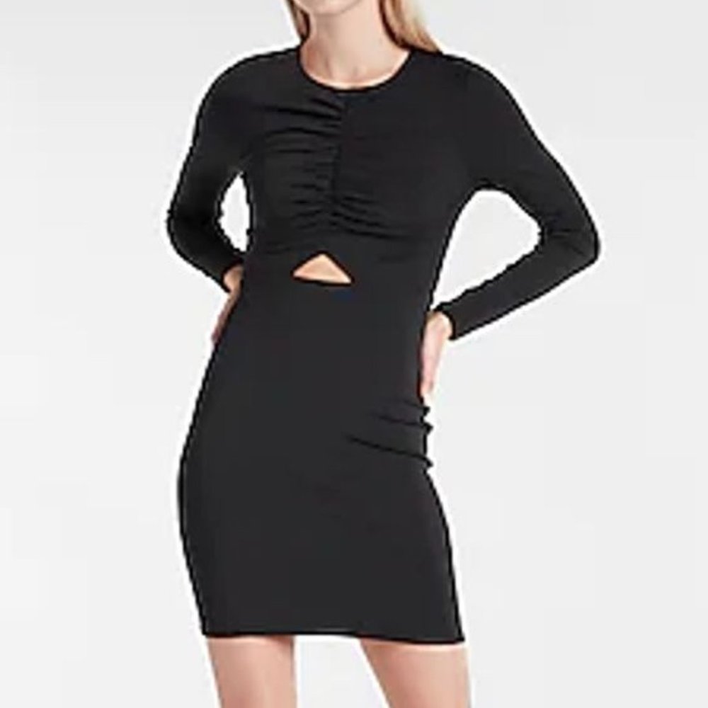 Express Versatile Bodycon Cutout Rouched Dress